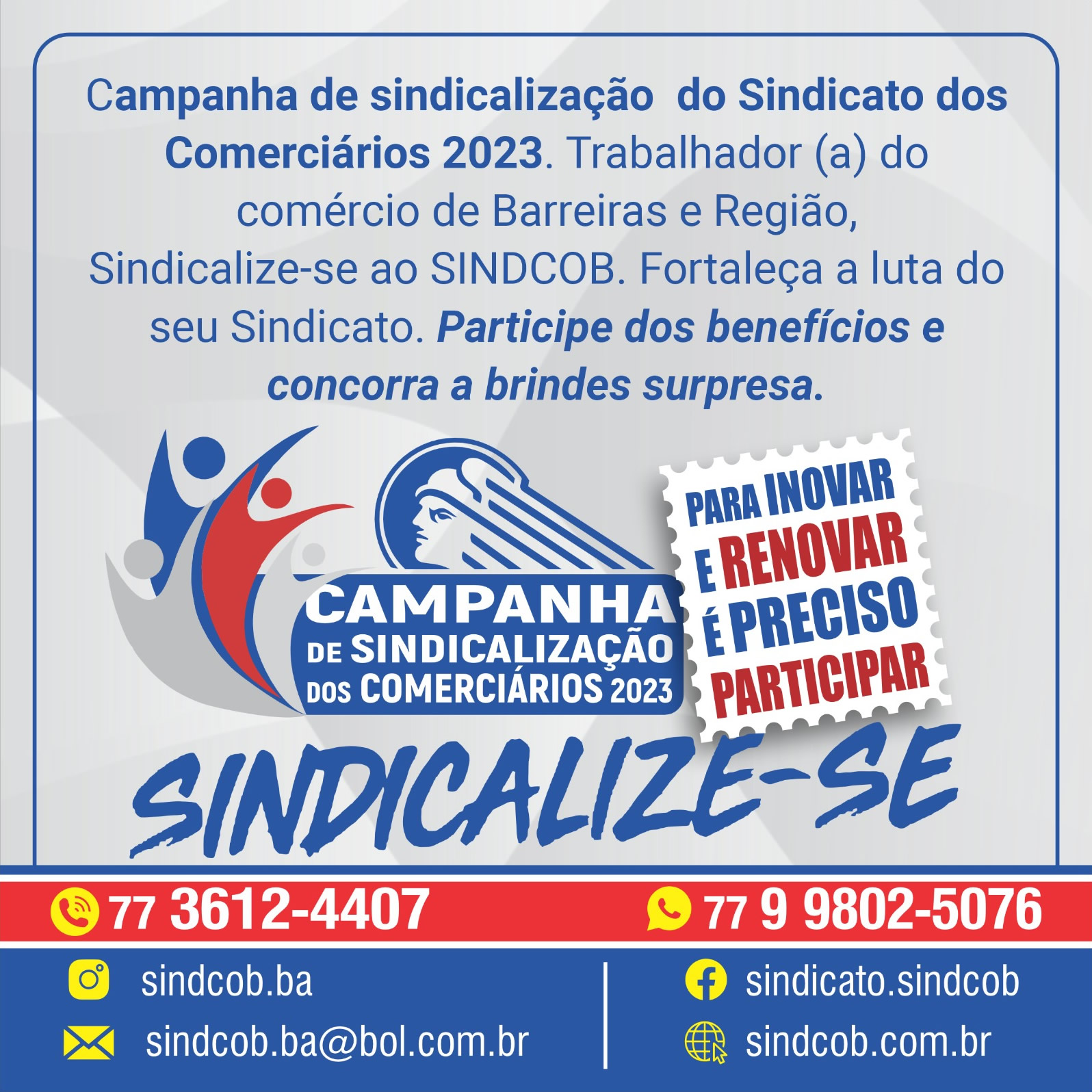 Campanha de Sindicalização do Sindicato dos Comerciários 2025 SINDCOB